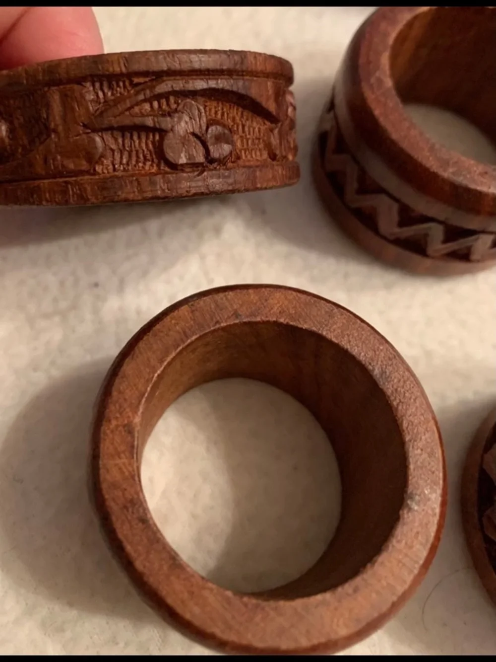 Mismatched set of 10 wooden napkin rings Farmhouse Boho Cottage Vintage